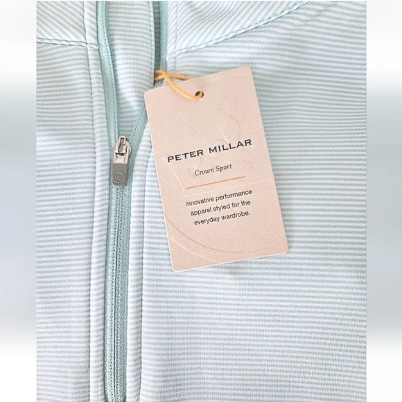 Peter Millar Perth Sugar Stripe Performance Quarter-Zip L+XL NWT - Picture 4 of 5